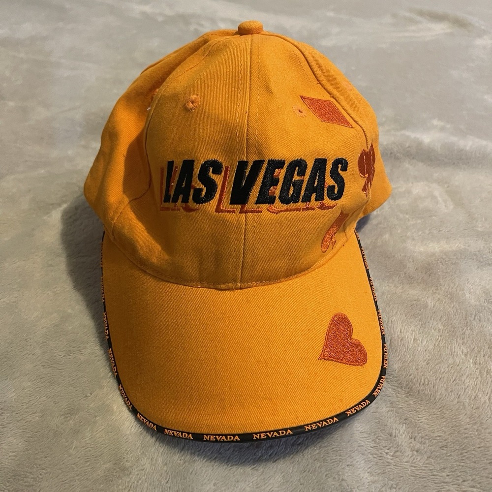 Las Vegas Cap Men One Size Orange Hat Strapback Adjustable‎ Casino Nevada Casual